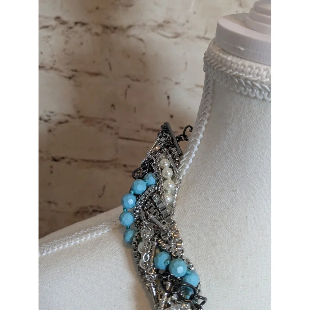Chloe + Isabel Torsade Multi Strand Necklace In Twisted Chains Rhinestones 16